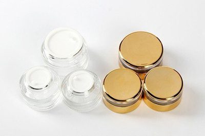 Gold cap sealed cream glass jar customized (2)