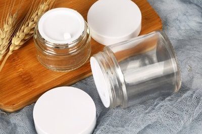 Transparent cream glass jar (3)