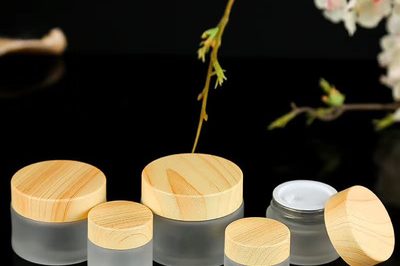 Wood grain cover face cream lotion jar (2)