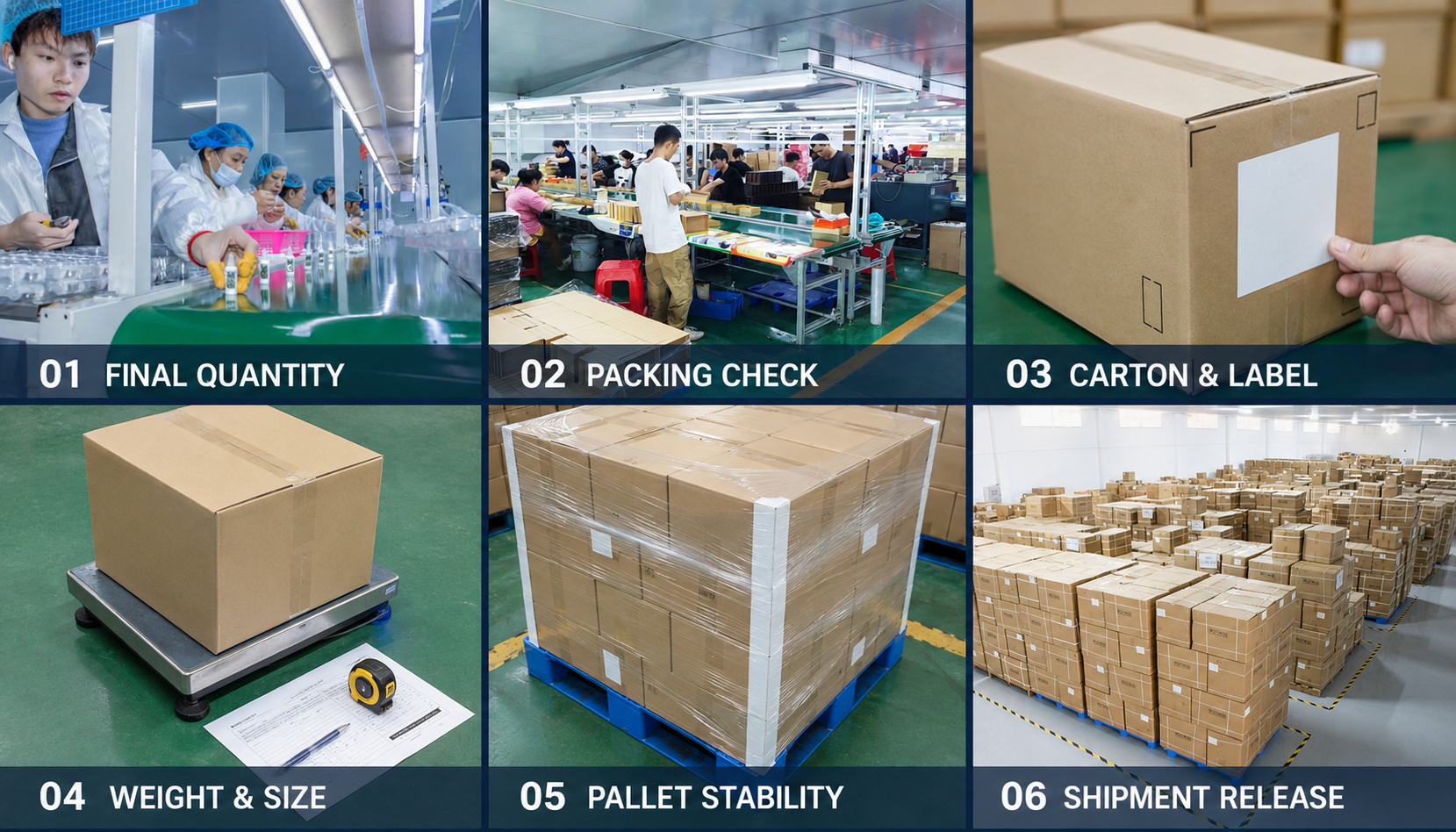 Cosmetic packaging export packing and shipment inspection