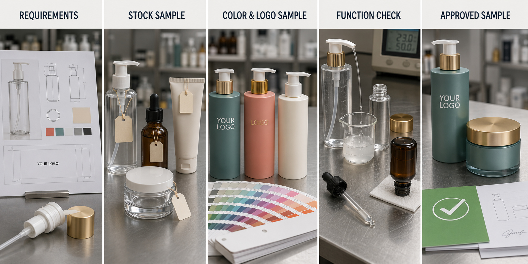 Cosmetic packaging sample development and approval process