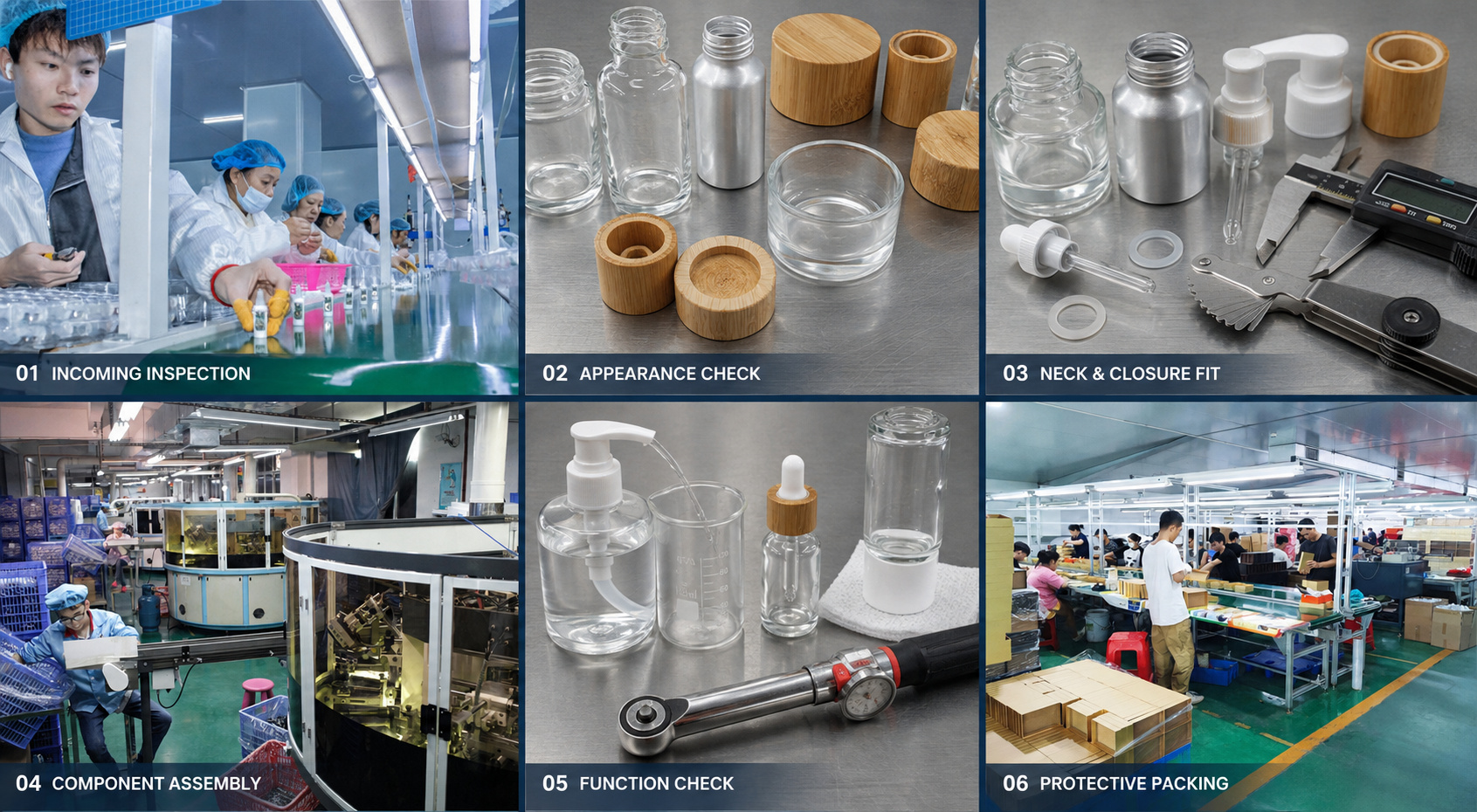 Glass aluminum and bamboo component inspection