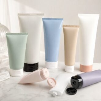 Plastic cosmetic tubes in multiple colors and sizes for skincare and personal care packaging
